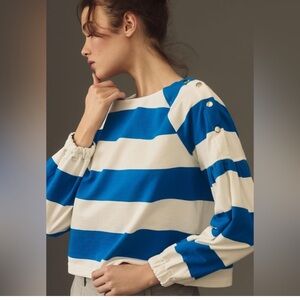 EUC Anthropologie Maeve French Terry Striped Sweatshirt